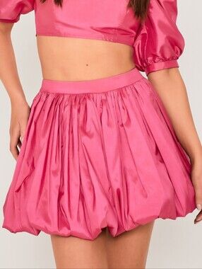 NWT Saint Genies Nicola Hot Pink High Waisted A Line Puff 12 Large Mini Skirt